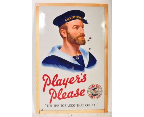 Players Please - A large and impressive vintage 20th Century advertising point of sale shop display enamel porcelain sign fea