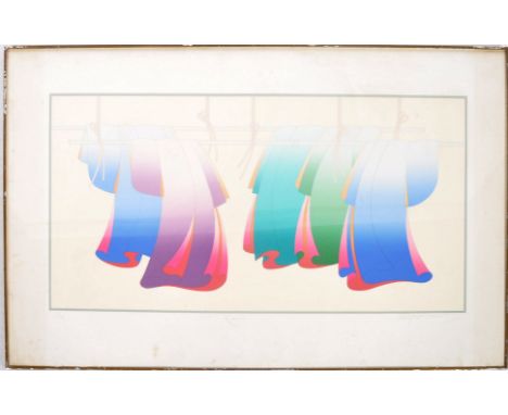 A retro vintage mid 20th Century print entitled 'Kimonos'. The print signed, titled and numbered 3/150 in pencil by the artis