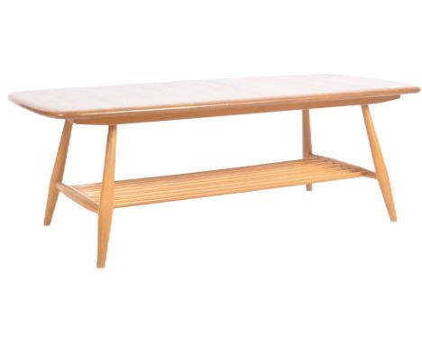 Lucian Ercolani - Ercol - Model 459 - A retro vintage mid 20th Century beech &amp; elm coffee table / low table having a cham
