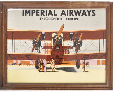 Imperial Airways - A vintage 20th Century reproduction advertising display mirror with pictorial imagery and wording to the t