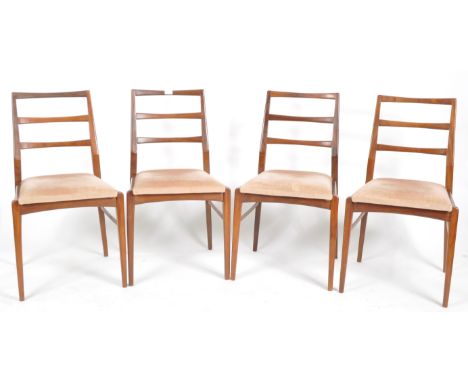 Richard Hornby for&nbsp;Fyne Lady - A retro mid Century matching set of four teak wood dining chairs each of ladder-back desi