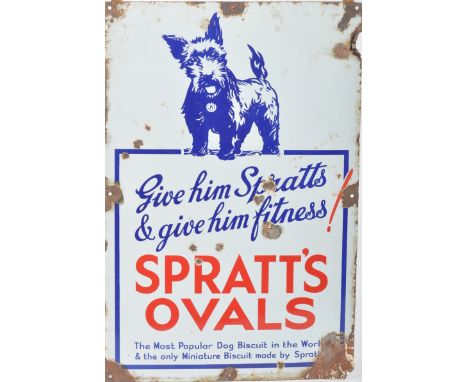 Spratt's Ovals - A scarce 20th Century porcelain enamel point of sale shop advertising sign for Spratt's Ovals. The sign feat