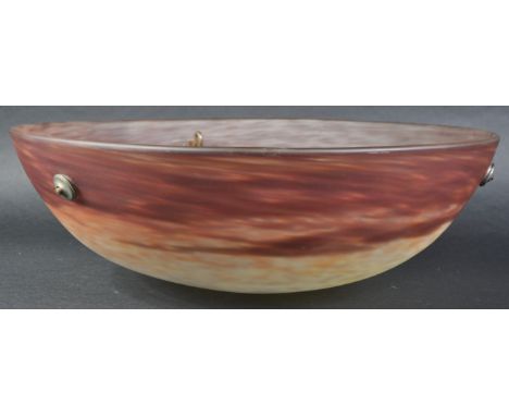 Muller Frères, Luneville - A vintage 20th Century French Art Deco frosted domed shaped ceiling light shade of thick frosted g