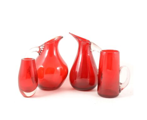 Ruby glass jugs etc.