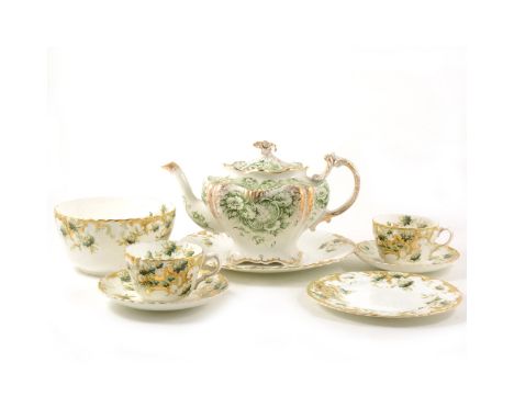 A late 19th century Staffordshire tea service by Albion Pottery, Wilton pattern, twelve place settings.