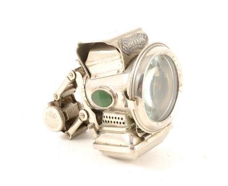 A Lucas "Silver King" cycle lamp, nickel-plated with plaque "Jos. Lucas Ltd. Patented Birmingham.