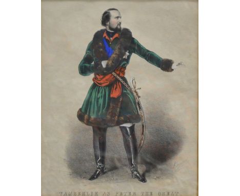 After Robert Dighton, Mr Braham, in the character of Orlando, coloured print, 17cm x 20cm; and a collection of theatrical and