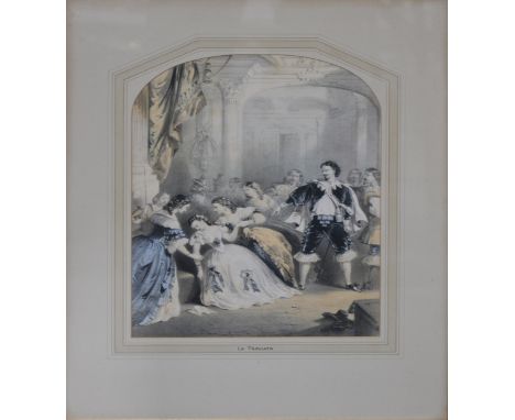 After John Brandard, Donizetti's 'Lelisir d'amore', Covent Garden 1855, hand-coloured print, 27.5cm x 21cm; and eight other p