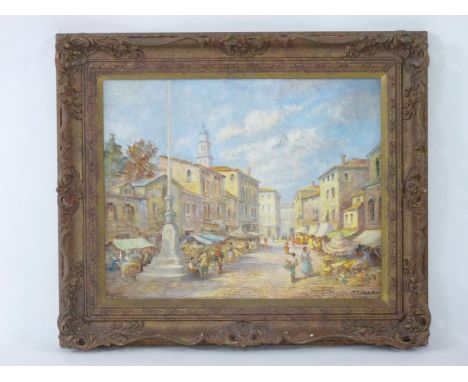 M... J... Rendall (?)'CAMPO MARGHERITA'Signed l.r., oil on board44 x 55cm