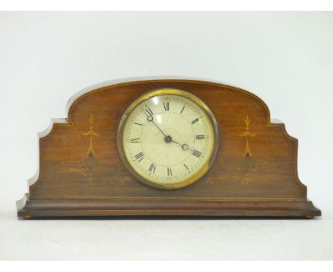 An Edwardian inlaid mahogany mantel clock