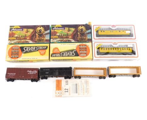 Model railway HO gauge rolling stock, to include box cars, Pacific wagon kits, Atthern kits, Model Power 48ft Old Time wooden