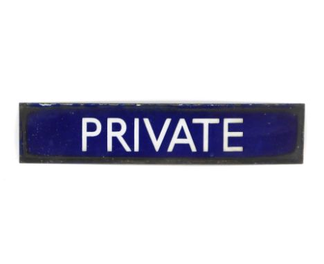 A railway blue enamel Private sign, 36cm wide.