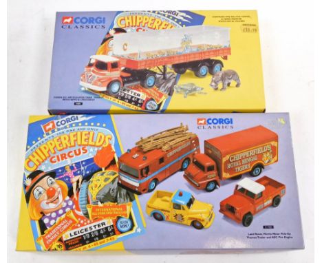 Corgi Classics die cast vehicles, comprising Foden S21 articulated tank trailer 14201, and Land Rover 31703, Morris Minor Pic