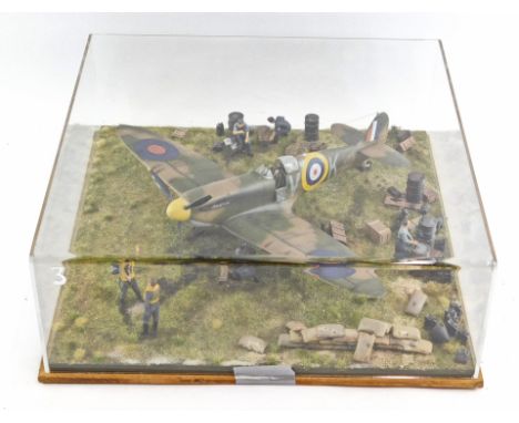 A 1:48 scale diorama of a WW2 Spitfire, perspex cased.