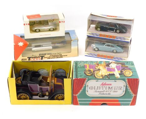 Die cast vehicles, to include a Schuco 1911 Renault 6CV Oldtimer, Lledo Thrust SSC Jordanian Special Limited Edition die cast