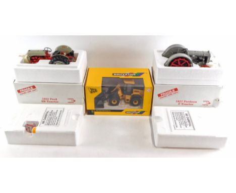 Britains and Danbury Mint die cast tractors, comprising a Britains JCB 416S Farm Master, 1927 Fordson F tractor, and a 1952 F