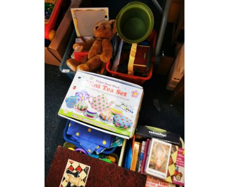 Toys and games including Little Tikes xylophone, Lego Duplo, Brio Brix, Fisher Price music box, puzzles, games etc (qty)