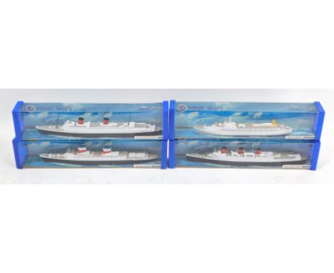 Minic Ships By Hornby, die cast ships, 1:1200 scale, comprising RMS Queen Elizabeth, SS United States, RMS Canberra, and The 