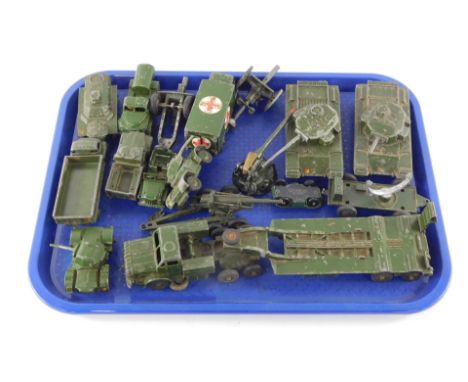 Dinky &amp; Matchbox diecast military vehicles, including Dinky Super Toys tank transporter, Dinky Super Toys Centurion tank,