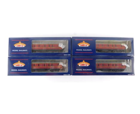 Bachmann Branchline OO gauge rolling stock, 34-327B 50ft parcel van, LMS crimson, boxed. (4)