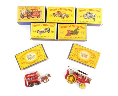 Lesney Models of Yesteryear, comprising horse bus (Y12), Fowler Big Lion Showman's engine (Y9), 1912 Packard Landaulet (Y11),
