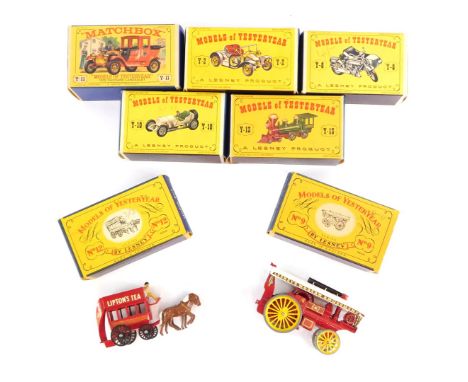 Lesney Models of Yesteryear, comprising horse bus (Y12), Fowler Big Lion Showman's engine (Y9), 1912 Packard Landaulet (Y11),