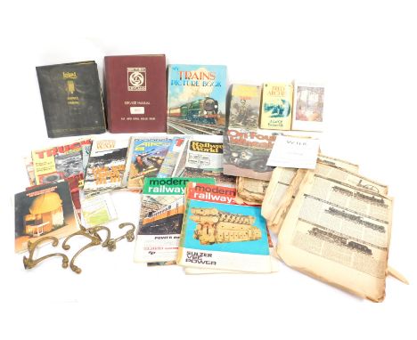 A group of Model Railways magazines and newspaper railway books, a Leyland Service Manual, etc. (a quantity)