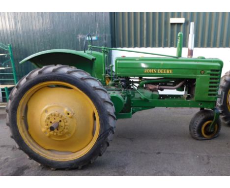 A 1941 John Deere Agricultural Tractor, registration JE 6347, diesel, first registered 31/12/1941, V5 present, later restored