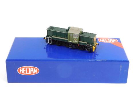 A Heljan OO gauge class 14 diesel locomotive, D9500, British Rail green, item 1400, boxed.