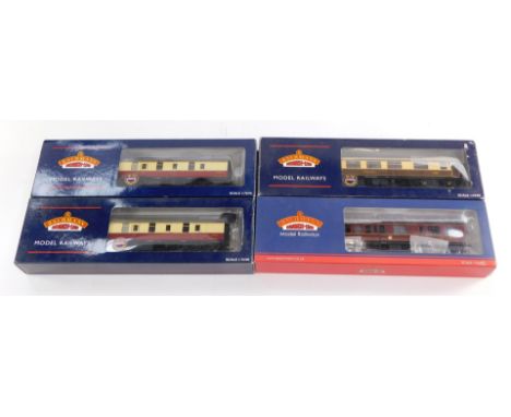 Bachmann Branchline OO gauge coaches, to include 39177B BR Mk1 full brake, BG crimson and cream livery, LMS 50ft inspection s