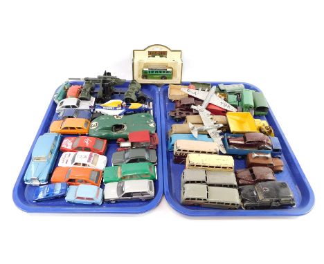 Dinky, Solido and Days Gone by Lledo die cast vehicles, including a Dinky Supertoys Muir Hill Dumper, Austin taxi, observatio