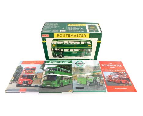 A Sun-Star diecast Greenline Routemaster bus, scale 1:24, limited edition, green, boxed, and four books relating to Routemast