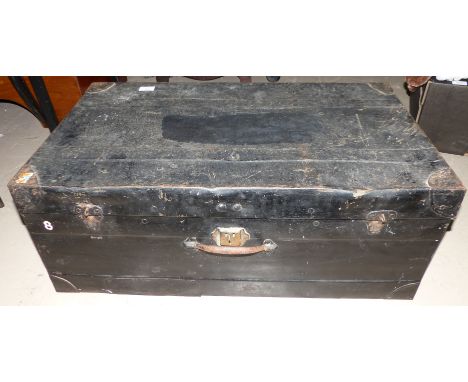 A 19th century Japanned metal cabin trunk