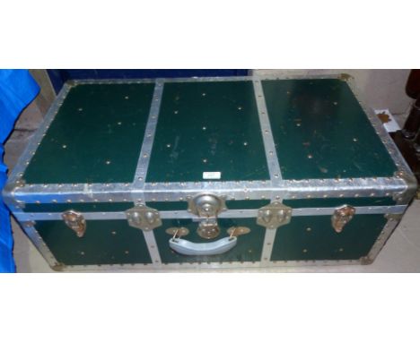 A mid-20th century metal trunk