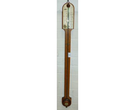 A 19th century stick barometer/thermometer with exposed column