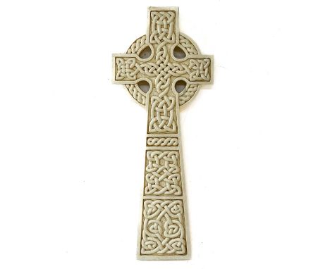 A resin Celtic cross. Height 57cm, width 23cm, depth 3cm.