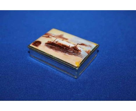 925 SILVER TRINKET BOXthe lid with ceramic panel, 57mm x 40mm x 15mm