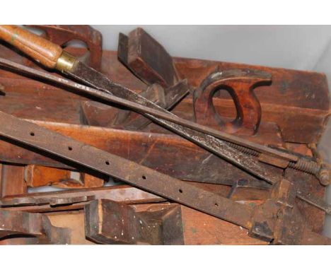 LOT OF VINTAGE TOOLS AND A TERACOTTA CHIMNEY POT