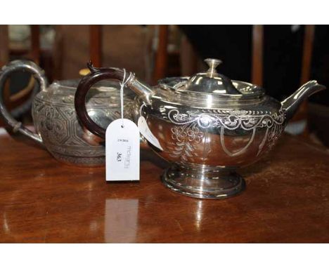 GOOD LOT OF SILVER PLATED WAREincluding a Victorian three piece tea service, comports, clear and green glass container with s