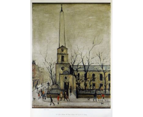 LAURENCE STEPHEN LOWRY G R Mellor blind-stamped limited edition (436/850) colour print dated 1973 - titled to mount 'St Luke'