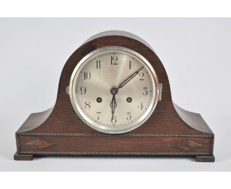 A Mid 20th Century Oak Mantel Clock, 38cms Wide 