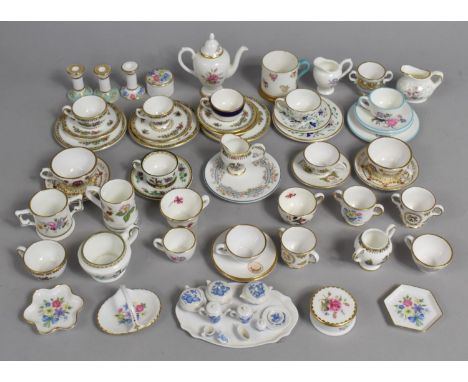 A Collection of Various Coalport, Spode and Other Miniatures to Include Coalport Ming Rose Tea Trios, Indian Tree, Loving Mug