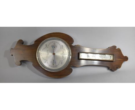 An Edwardian French Wheel Barometer with Thermometer, 92cms High 