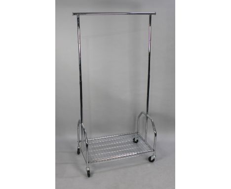 A Modern Chromed Clothes Rail with Shoe Shelf, 90cms Wide 