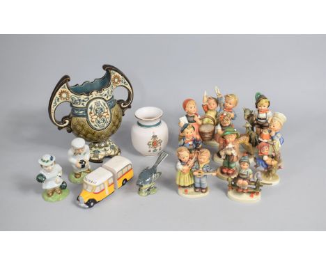 A Collection of Goebel Figures Together with a Gerbing &amp; Stephan Austrian Majolica Two Handled Vase etc, Various Conditio