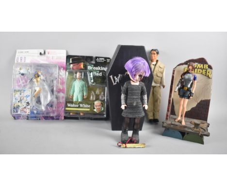 A Collection of Various Boxed and Loose Figures to include Walter White, Breaking Bad, Tomb Raider, Living Dead, Kosuke Fujis