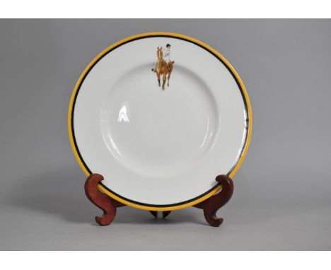 A Royal Worcester for Mappin &amp; Webb Plate Decorated with Horse and Rider with Yellow and Black Livery Trim, 23.5cm Diamet