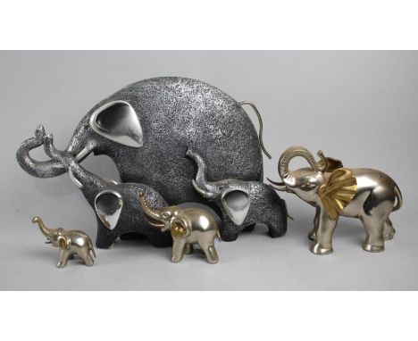A Collection of Late 20th Century Elephant Figures, Tallest 22cms High 