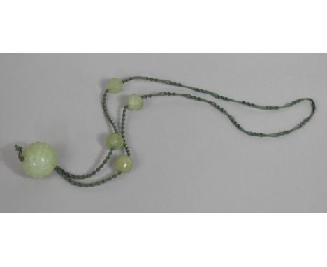 A Five Carved Jade Beaded Necklace 