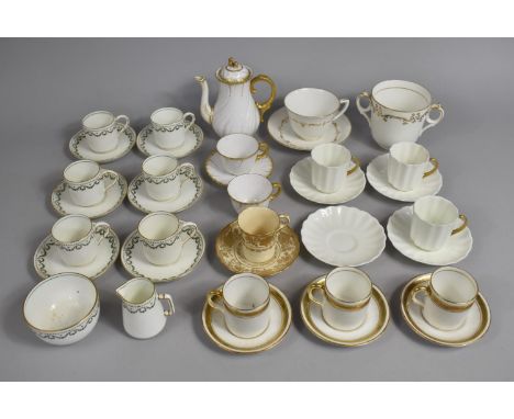 A Collection of Various Ceramics to Comprise Hammersley Gilt and White Coffee Can and Saucer, Belleek Wrythen Coffee Pot, Two